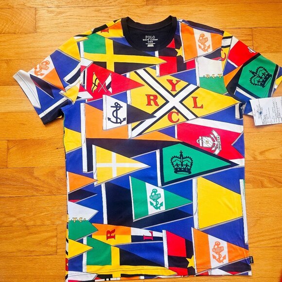 NEW Ralph Lauren Burgee Flag Print Knit Pajama Shirt Pant Set Mens Medium - Picture 7 of 11